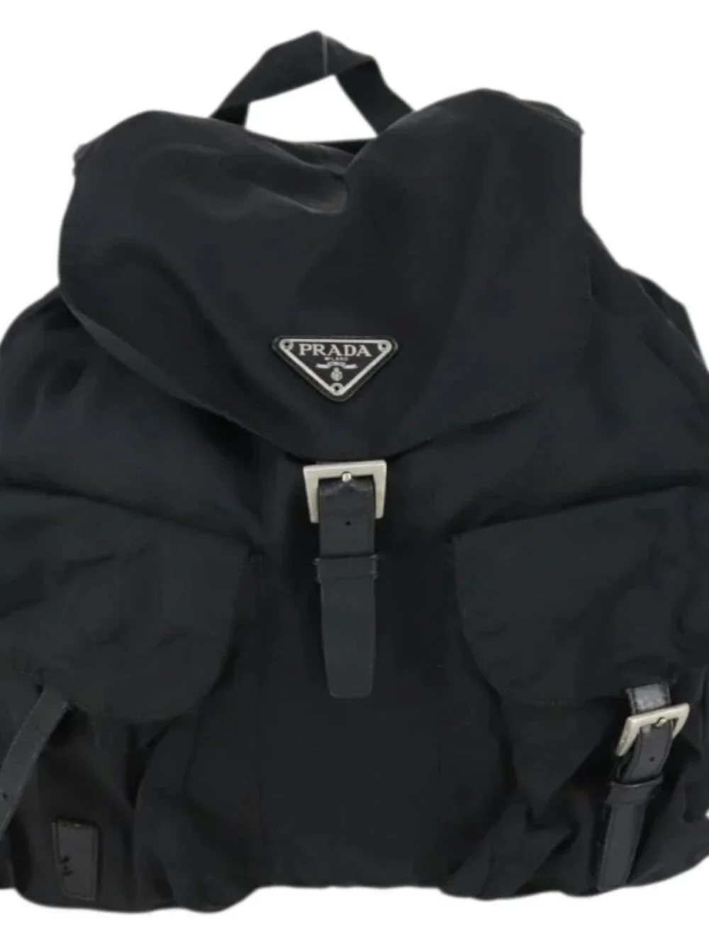 PRADA Backpack Nylon Black Silver Auth 153760